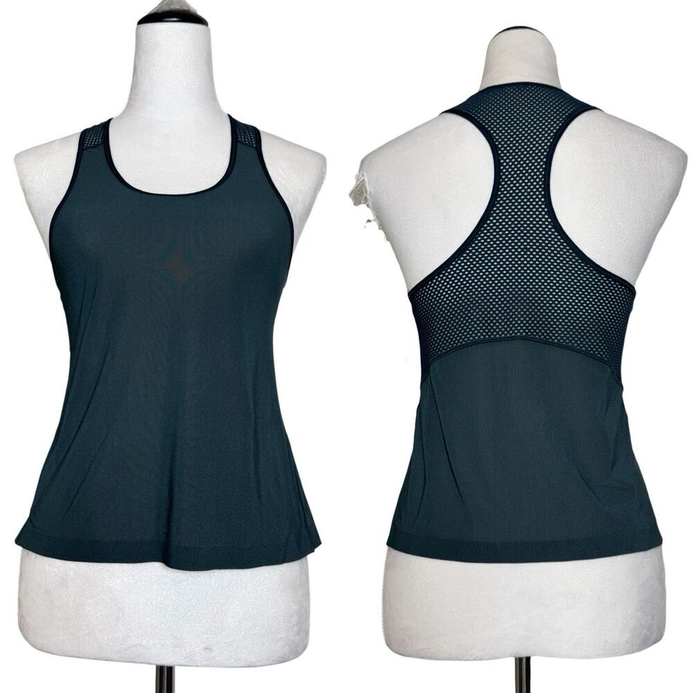 Lululemon Mesh Racerback Tank Top Size 6 Green Lightweight Running Workout Gym